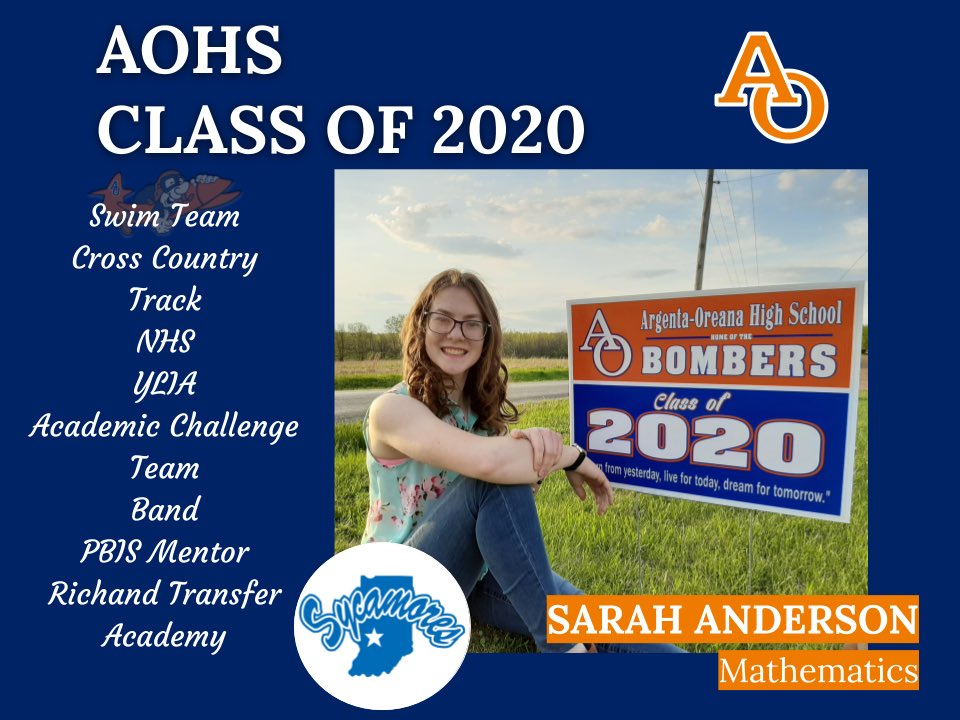 AOStuCo's tweet photo. Sarah Anderson will be attending Indiana State University to pursue a major in Mathematics. Congratulations Sarah! #WeAreAO https://t.co/qMM6uEwjeC
