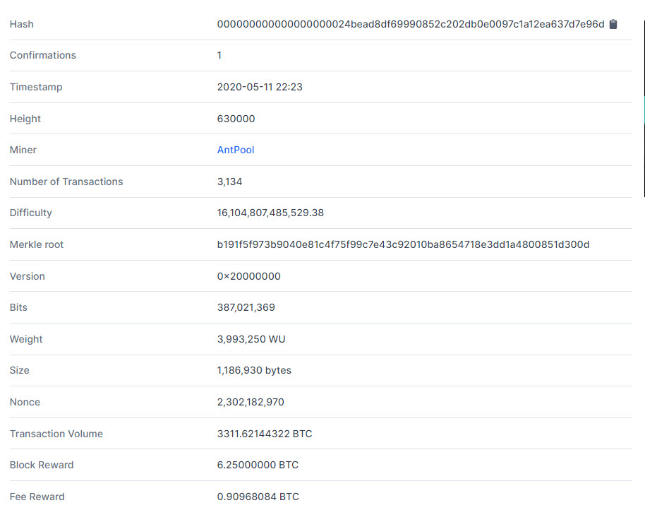 CyBlockchain's tweet photo. 3rd #bitcoin halving is now a fact. Block 630,000 is mined! 'Problem' solved :)
#blockchain #bitcoinhalving #BitcoinHalving2020 #blockchaincy https://t.co/RZc60wdwwL