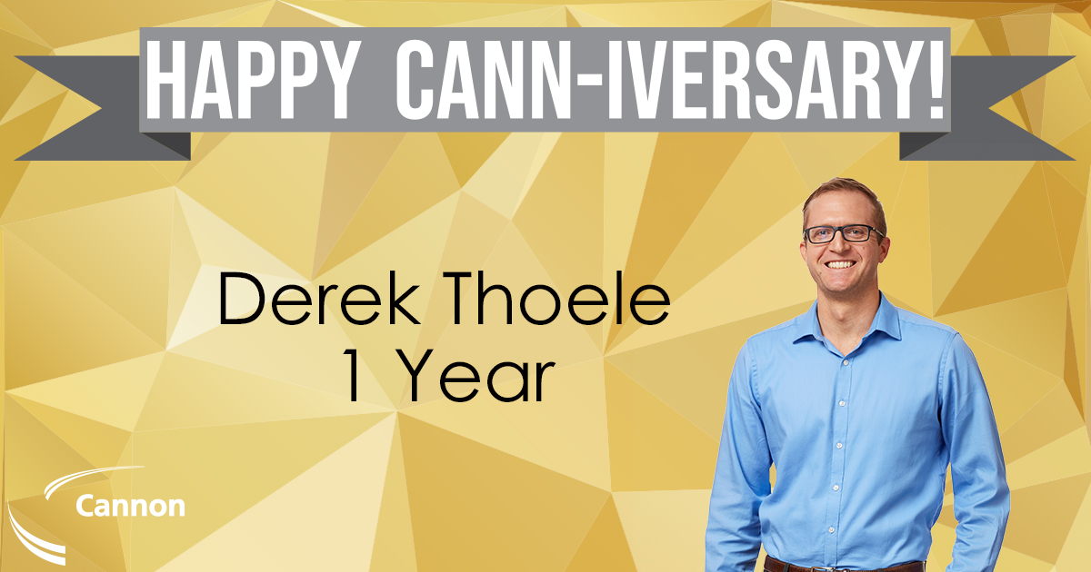 CannonCorp's tweet photo. Happy Cann-iversary to Derek Thoele! Thank you for your teamwork and dedication! #Canniversary #Celebration #WorkAnniversary #teamwork https://t.co/z0o7GxQg1w