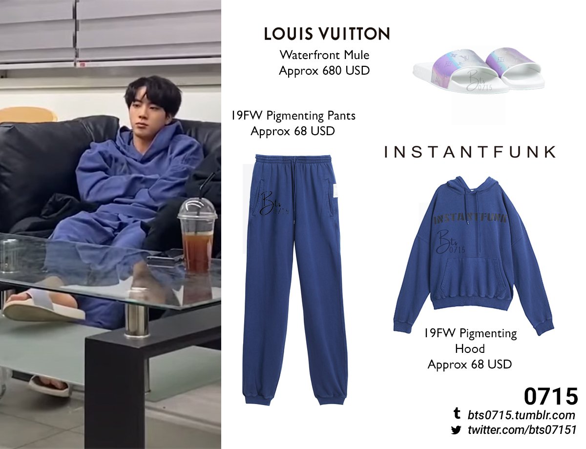 Bangtan Style⁷ (slow) on X: BTS BE CONCEPT PHOTO Seokjin wears LOUIS  VUITTON LOUIS VUITTON WATERFRONT MULE SLIDES ($720). #Curated_by_BTS #JIN  #BTS_BE @BTS_twt  / X