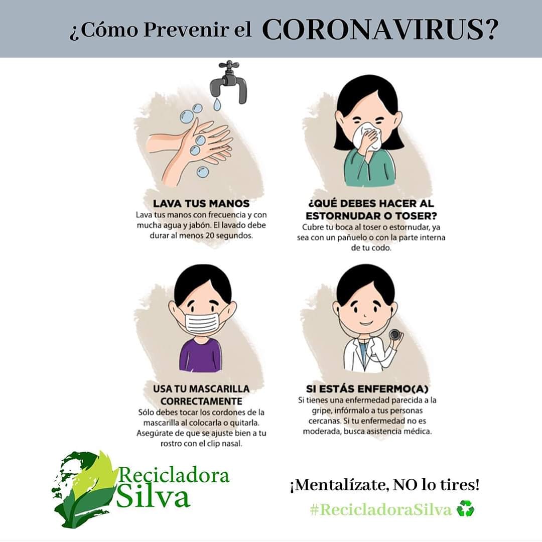 reciclasilva's tweet photo. Nuestra empresa comparte Medidas para prevenir el riesgo de la infección.

#RecicladoraSilva ♻️ https://t.co/hnd9OFjgMI