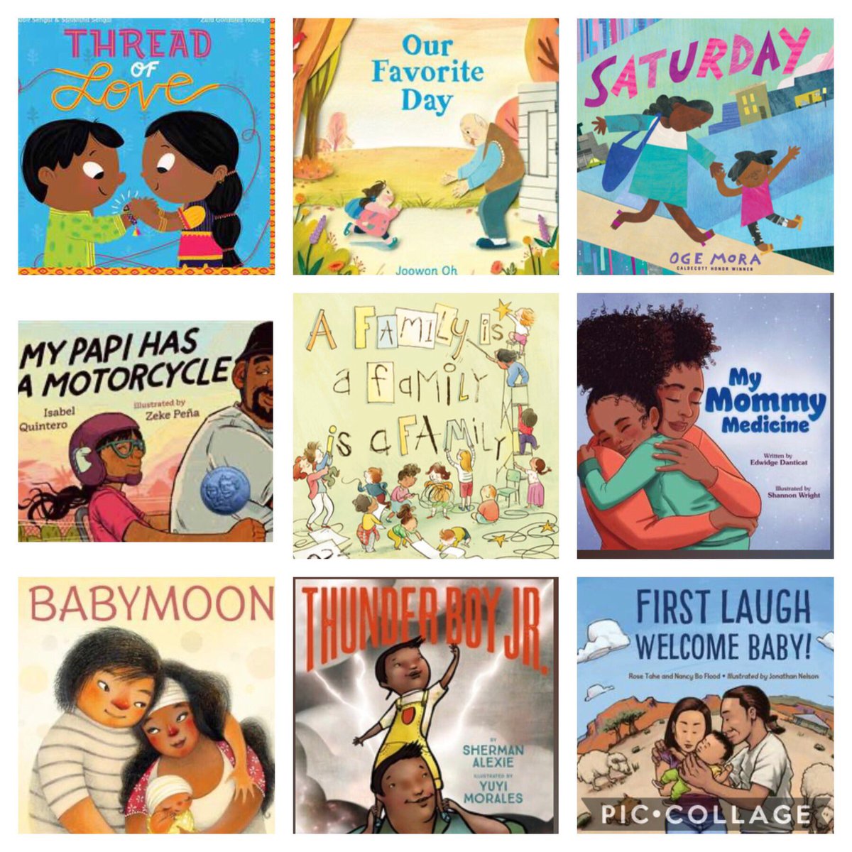 MrsCespedes2's tweet photo. A5: I have attached a PicCollage of a few favorites that families can enjoy reading together! 💖 #picturebooksareforEVERYONE #INspirEDlit #IndianaReads https://t.co/fDHkkYA6QF
