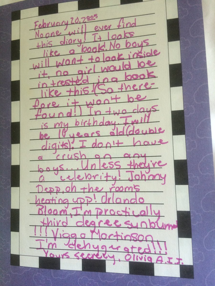 ojaldridge's tweet photo. Relevant to the Aragorn Girl v. Legolas Girl discourse: this entry from my fourth grade diary. You’re welcome. https://t.co/UCYberF32C