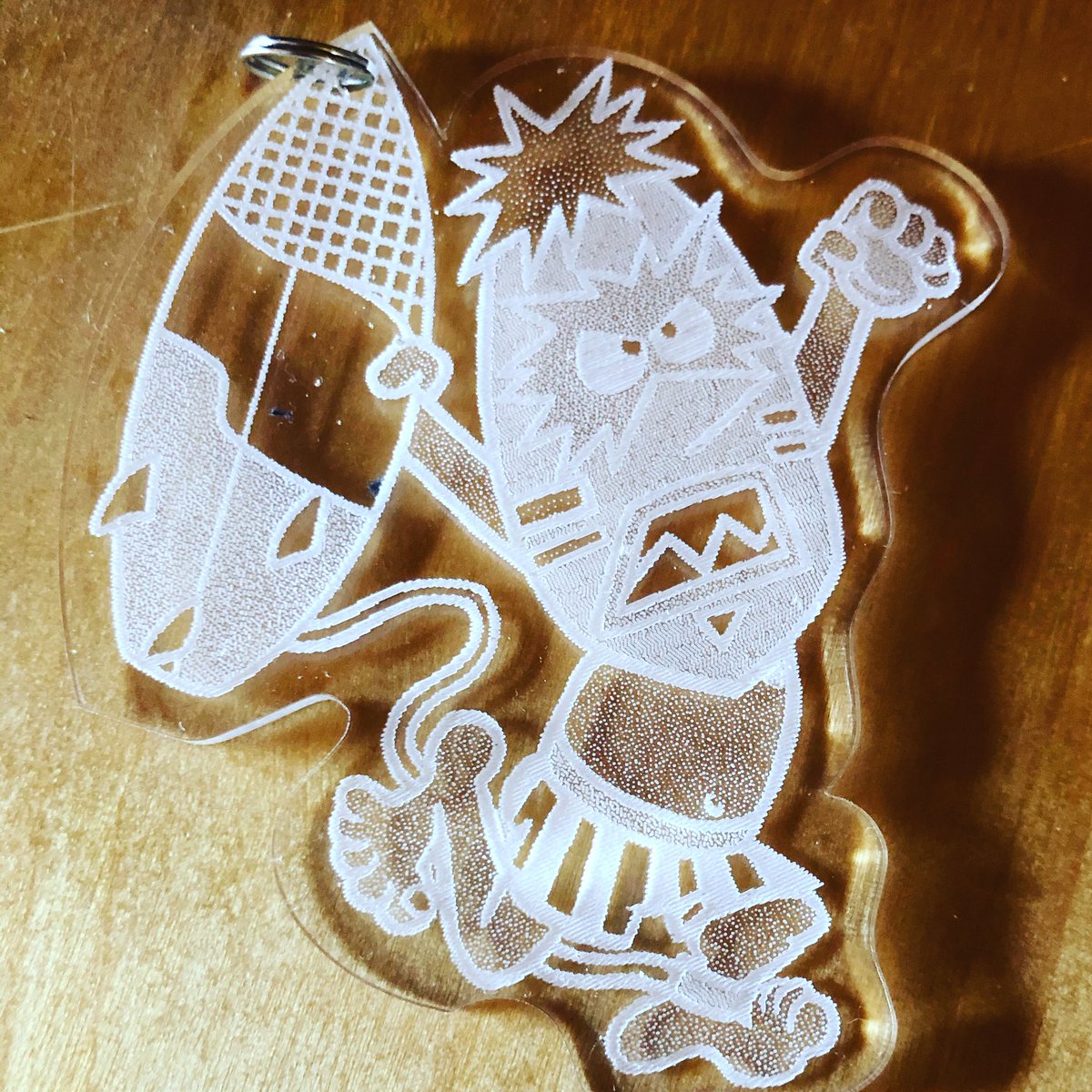 mrlosik's tweet photo. This guy adorned my favorite T&C Surf Designs shirt that I wore every chance I got in 7th and 8th grade. Now he’s a #madeonaglowforge keychain. Huge love to @thrillakrew for keeping these timeless designs alive. #PrayForSurf @glowforge #80sfashion #kookslams ##staystoked https://t.co/KpHUNgKxNq
