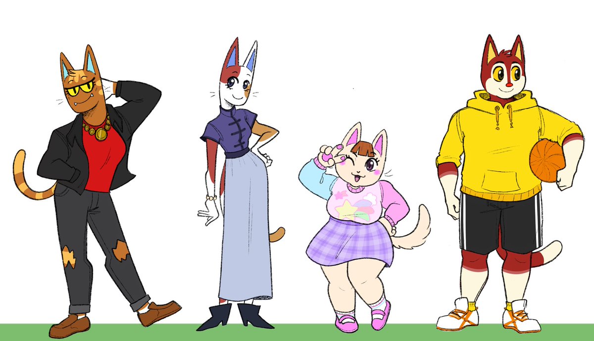 tiigerbread's tweet image. some of my ACNH cat villagers in my style👀👀