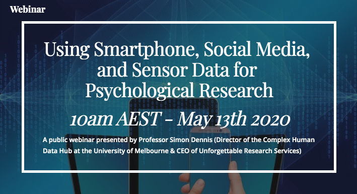 UnforgettableRS's tweet photo. Join us for the webinar TOMORROW (10am AEST) - An intro to Smartphone, Social Media, and Sensor Data for Psychological Research with Prof. Simon Dennis @simonjohndennis

To register: https://t.co/ocYquvt2Hr https://t.co/xxpbTtgwOk