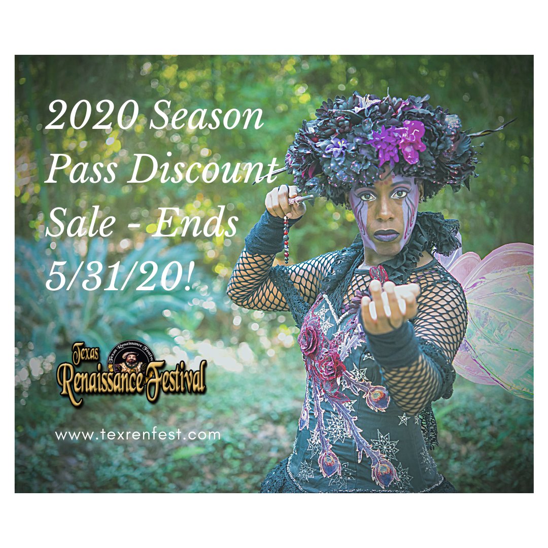 fields_new's tweet photo. If you've been thinking about purchasing a 2020 Season Pass, you still have a few weeks left to take advantage of the discount sale! 🙌 $259 for the Royal Season Pass. add Camping for $150. #TexRenFest #SeasonPassSale #TRFSeasonPass
https://t.co/LssgmG4wD4 https://t.co/ZDAy95FWaC