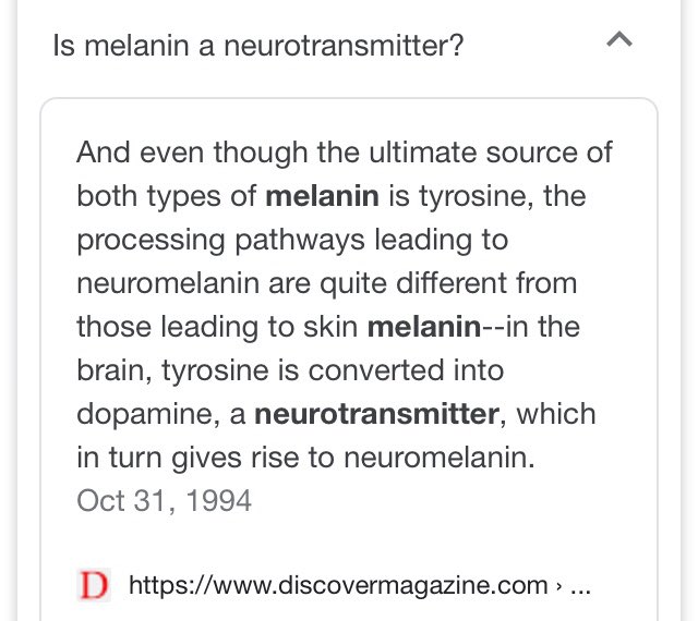 Dopamine, *Neurotransmitter. *Tyrosine to DOPA melanin to Dopamine to Neuromelanin This the Know Self homework 