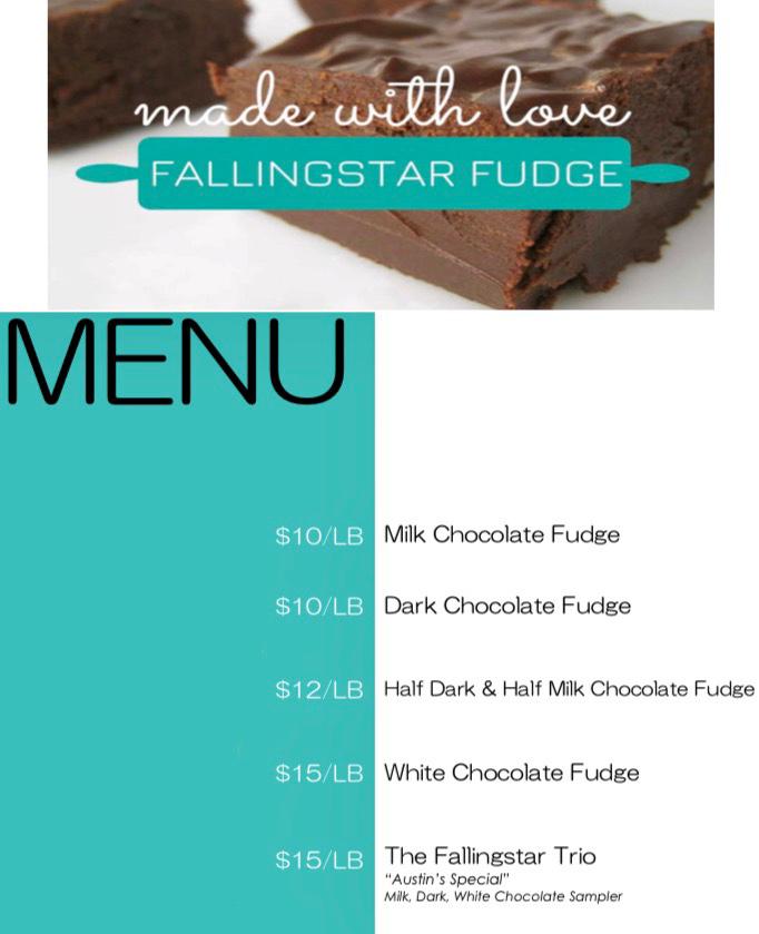pbauersd's tweet photo. Great news white chocolate lovers. We have added a white chocolate fudge to our menu. Check out @FallingstarF and order yours today. Can't decide which flavor to get...try our Fallingstar trio. "Fallingstar Fudge...from heavens doorstep to yours." https://t.co/EsH4Xe4tsF