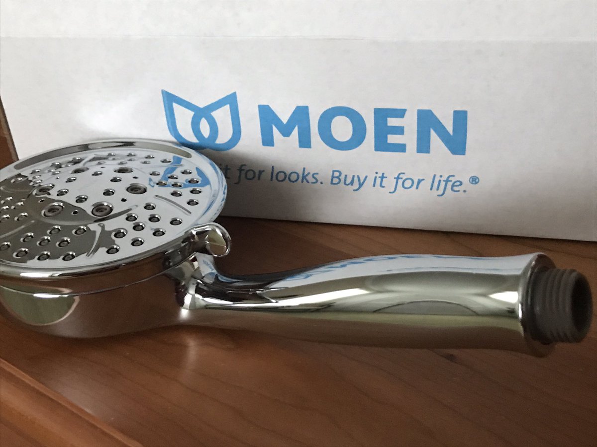 MoRenzi's tweet photo. Clumsily dropped my 10-year old shower spray and #Moen replaced it for free. Outstanding #CustomerExperience #guaranteedforlife https://t.co/z6FSDj19Oo
