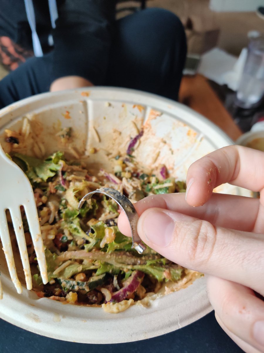 SternfeldJosh's tweet photo. @MezehGrill found this large sharp piece of metal in my bowl today. I found this when I was halfway though the bowl. I was taking a bite and I almost choked/cut my mouth from eating your food. I really appreciate when I don't have to worry what I will bite down on next at Mezeh. https://t.co/W32fOq1B27
