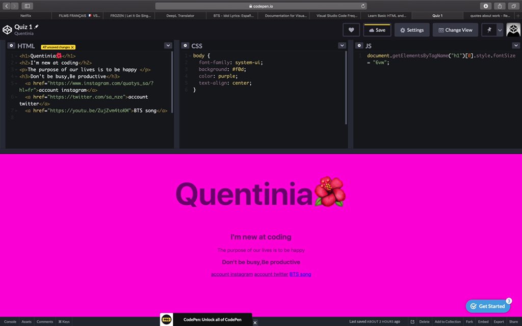 sa_nze's tweet photo. Quarantine be like :                            First day programming #100DaysOfCode #html #codenewbie  #womanwhocode #girlcancode @freecodecamp @CodeNewbies https://t.co/5gVfVgsZHh