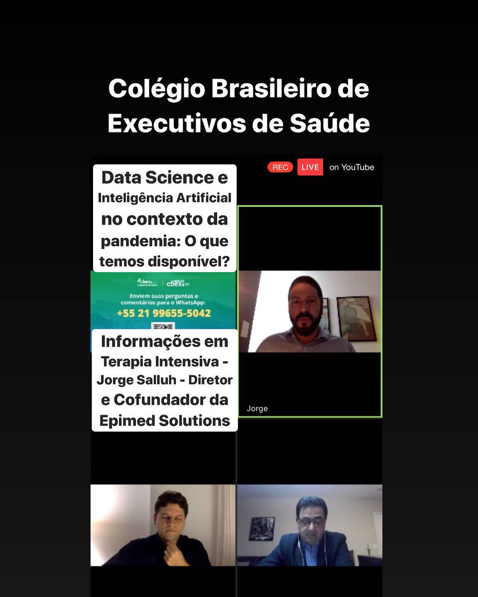 AlbertoHil's tweet image. Data Science e Inteligência Artificial no contexto da pandemia: O que temos disponível?
Informações em Terapia Intensiva - Jorge Salluh - Diretor e Cofundador da Epimed Solutions
Informações Hospitalares   #bigdata #datasciense #comunicacao #empatia 
#terapiaintensiva