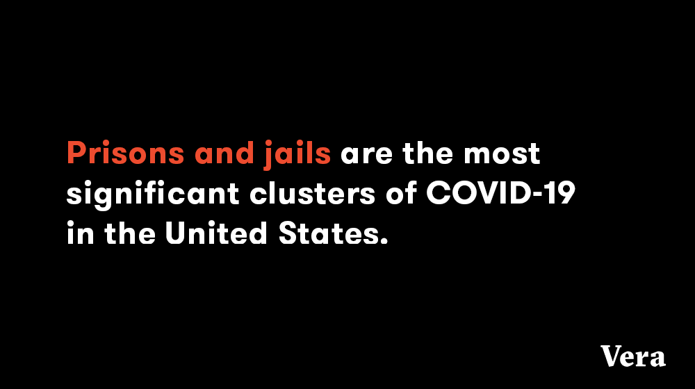 verainstitute's tweet photo. JUST IN: Prisons &amp; jails are now the most significant clusters of #COVID19 in the U.S. We urge AG Barr, governors, sheriffs, &amp; corrections officials to take immediate action to stop the spread of COVID-19 behind bars. 

Full statement from @verainstitute: https://t.co/fBpn3ATYVw https://t.co/IBltKr6Qwg