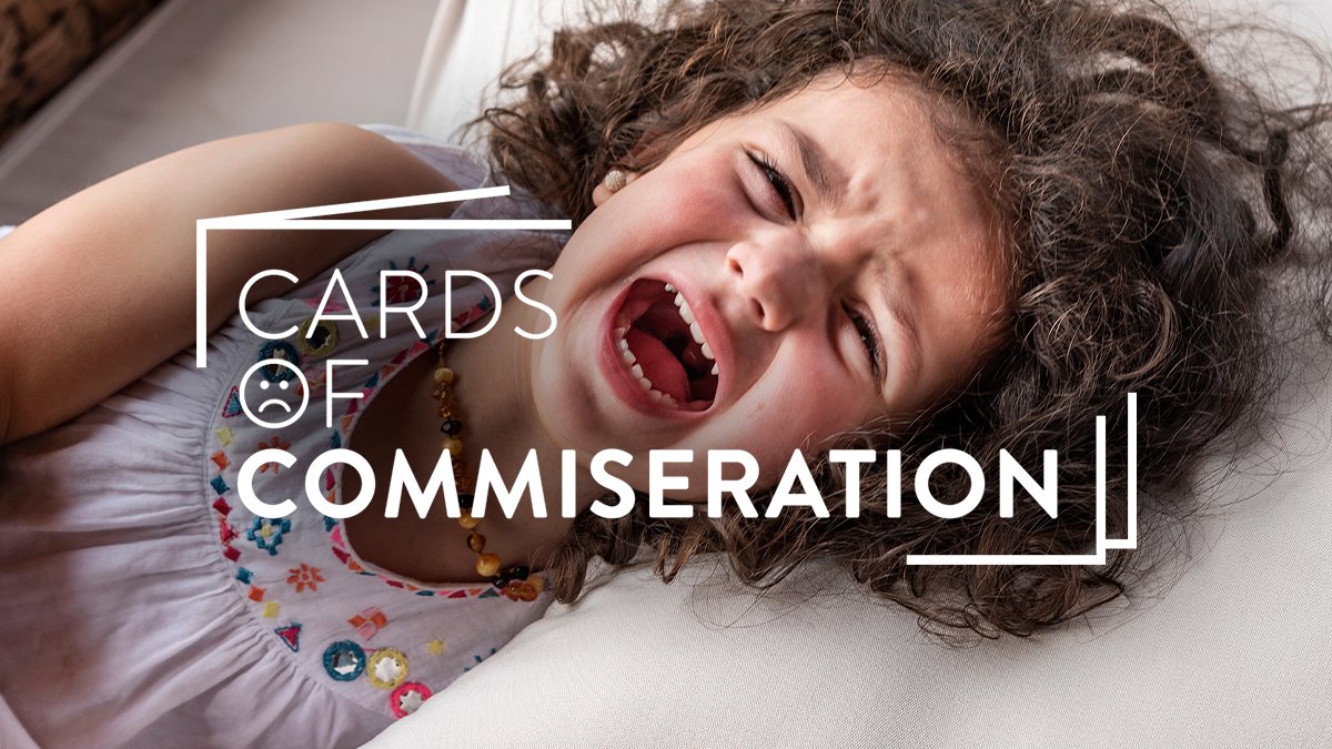 VisitTheLab's tweet image. Parenting while WFH...THE JOB IS IMPOSSIBLE! 😩Cardsofcommiseration.com is, unfortunately, inspired by very real experiences. All proceeds go towards @FeedingAmerica. Buy a card for the overworked parents in your life. #cardsofcommiseration #quarantineparenting #quarantinewithkids
