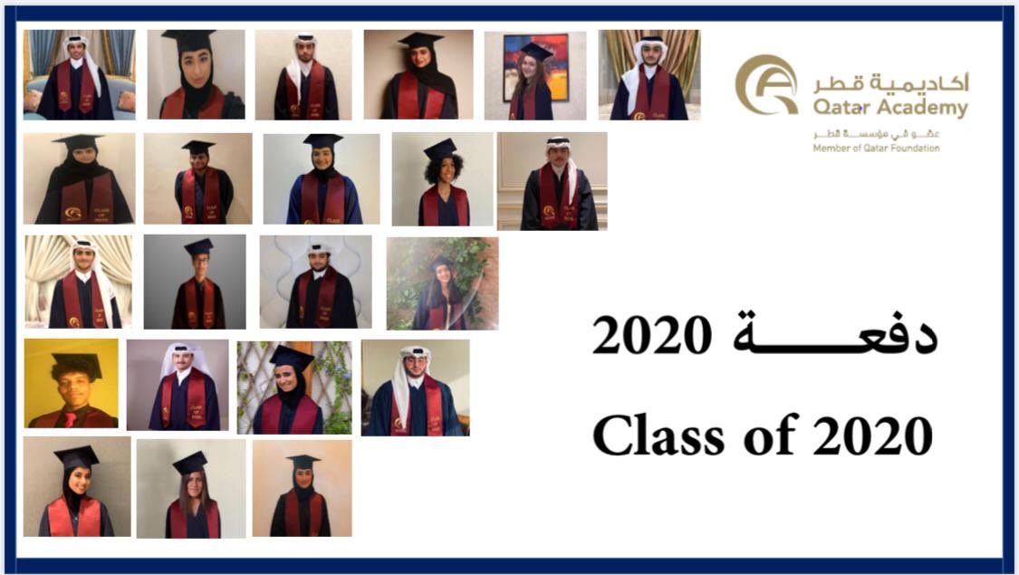 نبارك لخريجي دفعة 2020 بأكاديمية قطر الدوحة الذين كرمتهم الأكاديمية أمس عبر حفل افتراضي ..
93 طالبا وطالبة يغادرون ميدان الدراسة إلى ميدان خدمة الوطن بالعلم والمعرفة ..
بناء الإنسان أساس بناء الأوطان ..
#qad_qf
#QAD
#celebration
#virtual_gathering
#class_of_2020
#QF