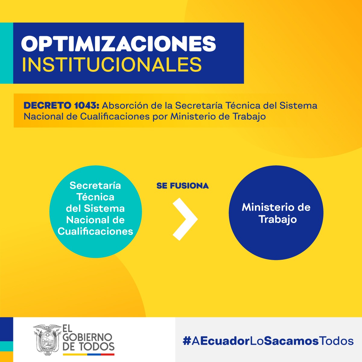 Lenin's tweet photo. Firmé 4 decretos para mejorar eficiencia del Ejecutivo. Se eliminan ENFARMA, EPCE Y FABREC. Se fusionan la @setec_ec con el @MinTrabajoEc. Se suprimen: @JuventudesEcu, asume competencias @InclusionEc, y de las funciones de Secretaría de Límites Internos se encarga @MinGobiernoEc https://t.co/htnkxDOzOJ