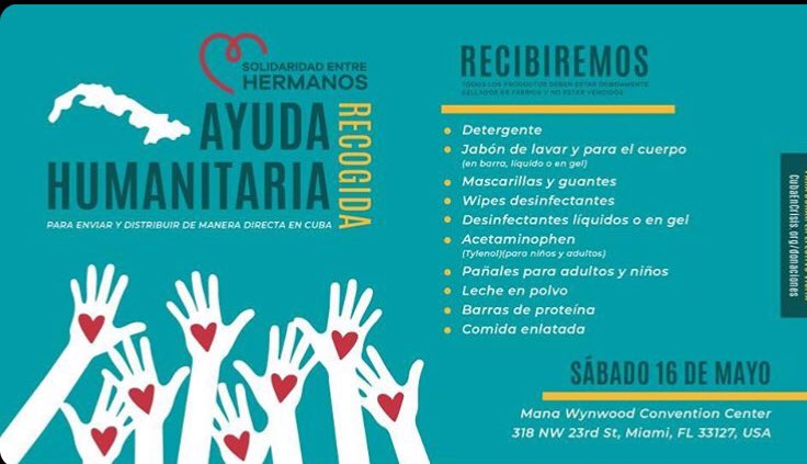 “Solidarity Between Brothers” - humanitarian #aid to the people of #Cuba w/ urgently needed supplies - an initiative between #freedom  defenders/#humanrights activists, #civilsociety in the island &amp; #cubans abroad to lend a helping hand to Cubans amid #humanitarian crisis