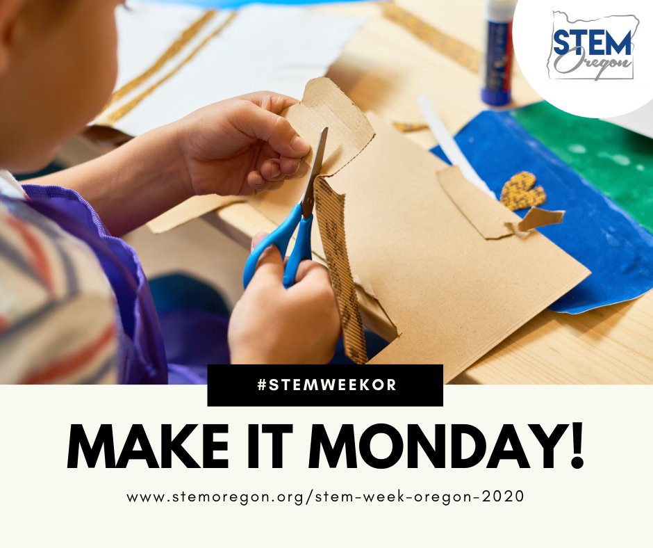 It’s Make It Monday! Celebrate STEM Week Oregon with us today by MAKING something. 
For activity ideas, the virtual industry chat schedule, and a link to register your activities for the chance to win prizes, visit. 
Use #STEMWeekOR to show us how you’re celebrating!