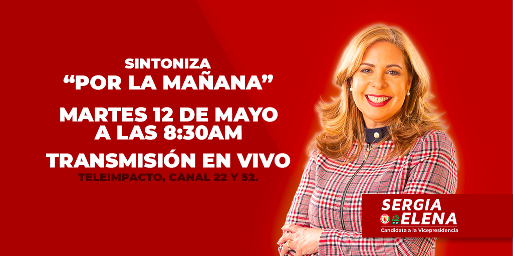 RDlomejor's tweet photo. Este martes 12,a las 8:30am, @sergiaelenavp
candidata de la @fpcomunica ,en el programa “Por La Mañana” en Teleimpacto canales 22 y 52. @PeriodicoHoy @ListinDiario @elnuevodiariord @DiarioLibre @MefuiconLeonel @namphirodriguez @RRosarioMarquez #ElCaminoSeguro #MeFuiConLeonel https://t.co/nNa726f61d