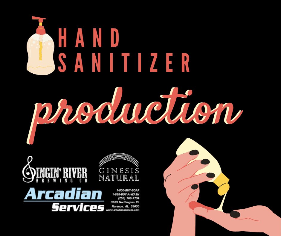 Our community keeps stepping up! <a href="/ArcadianService/">ArcadianServices</a>, <a href="/singinriver/">Singin River Brewing</a>, and Ginesis Natural Products changed their normal operations to begin producing hand sanitizer to help combat COVID-19. Sending a major thank you to these companies!