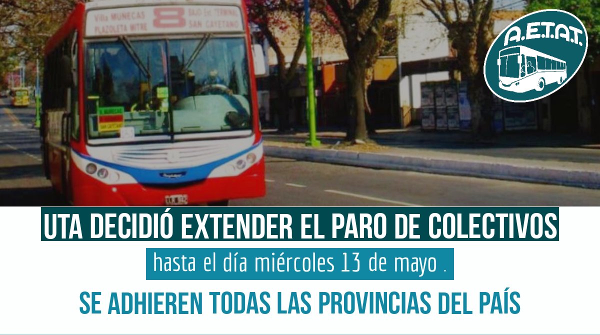 Se extendió el paro ⚠️🚌
@losprimerostuc <a href="/LaGacetaTucuman/">La Gaceta de Tucumán</a> @TucumanLv7 <a href="/LV12TUC/">LV12RADIO</a> @FM947UNT