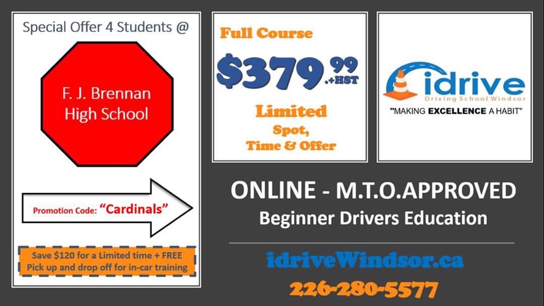 Hey Cards! @idrivewindsor is offering a special student discount for their online driver’s ed! This offer expires  May 23rd, so take advantage of your spare time during quarantine and sign up !
