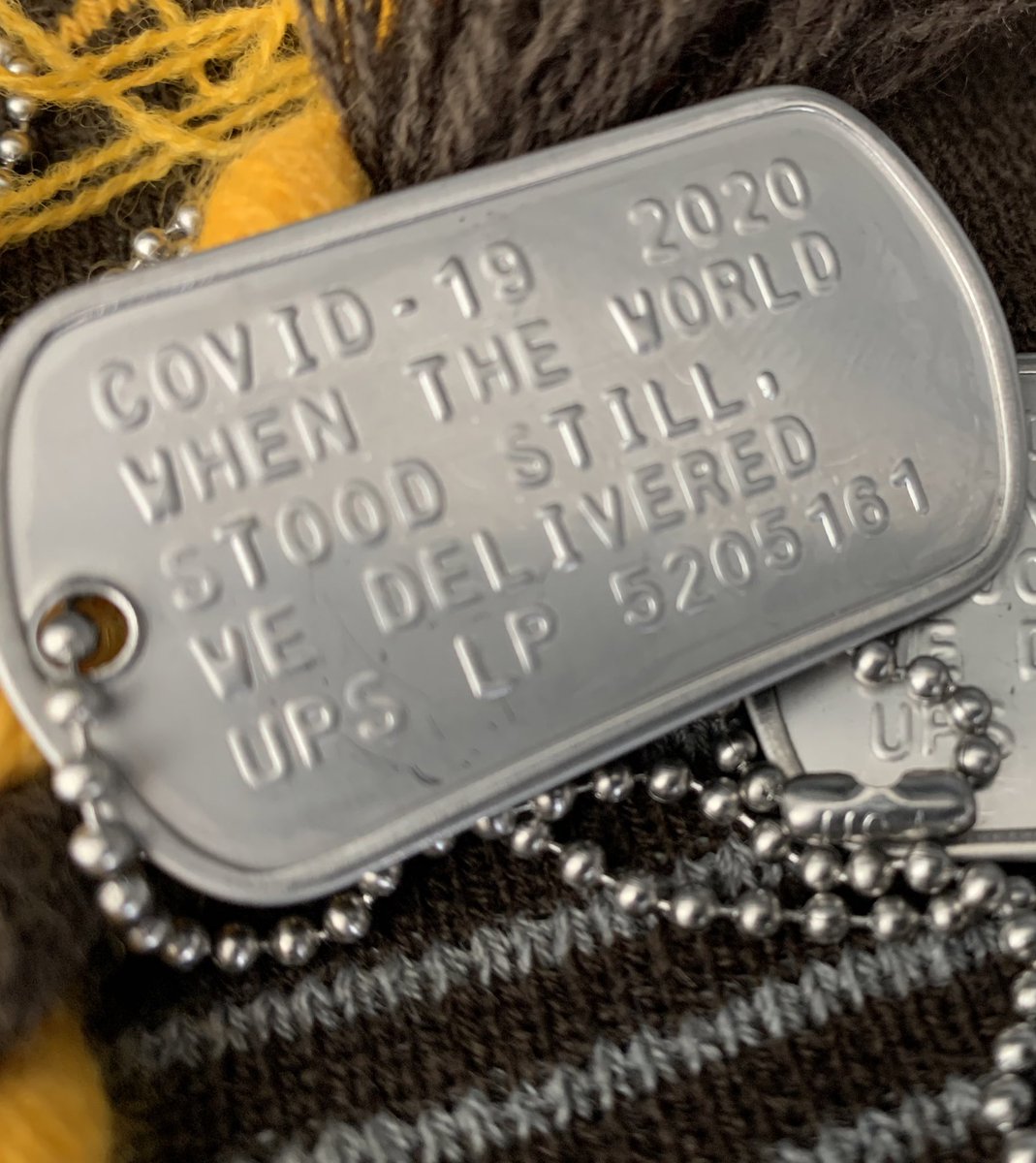 daynrae's tweet photo. PT Sup Lonnie Phillips made the MSP mgmt team all dog tags stating “When the world stood still, we delivered”.  What a treasured momento! https://t.co/VRZt62ltCH