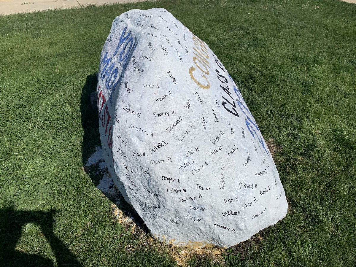 PerryHigh2020's tweet image. One last rock painting for senior year😢 can you find your name?🤩 #SeniorYear #BluejayStrong