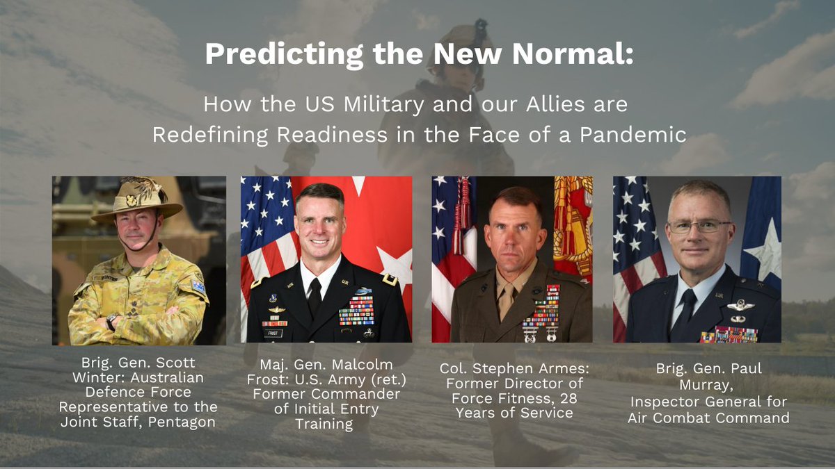 brianbuck6's tweet image. Join us on 5/19 at 2:00 pm (PST) as @DrPhilWagner, and @SpartaScience hosts a #webinar titled, Predicting the New Normal: How the US Military and our Allies are Redefining Readiness in the Face of a Pandemic. #SpartaScience 

Sign up here: bit.ly/3b8rBHK