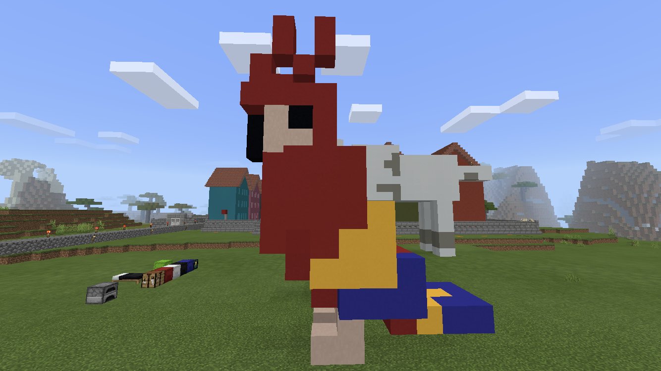 マイクラ中毒者 水色と赤のオウムのモニュメントが出来た W 次は黄緑と青のオウムだ マイクラpe マインクラフト オウム オカメインコ Minecraft T Co Urgyga3ltm Twitter