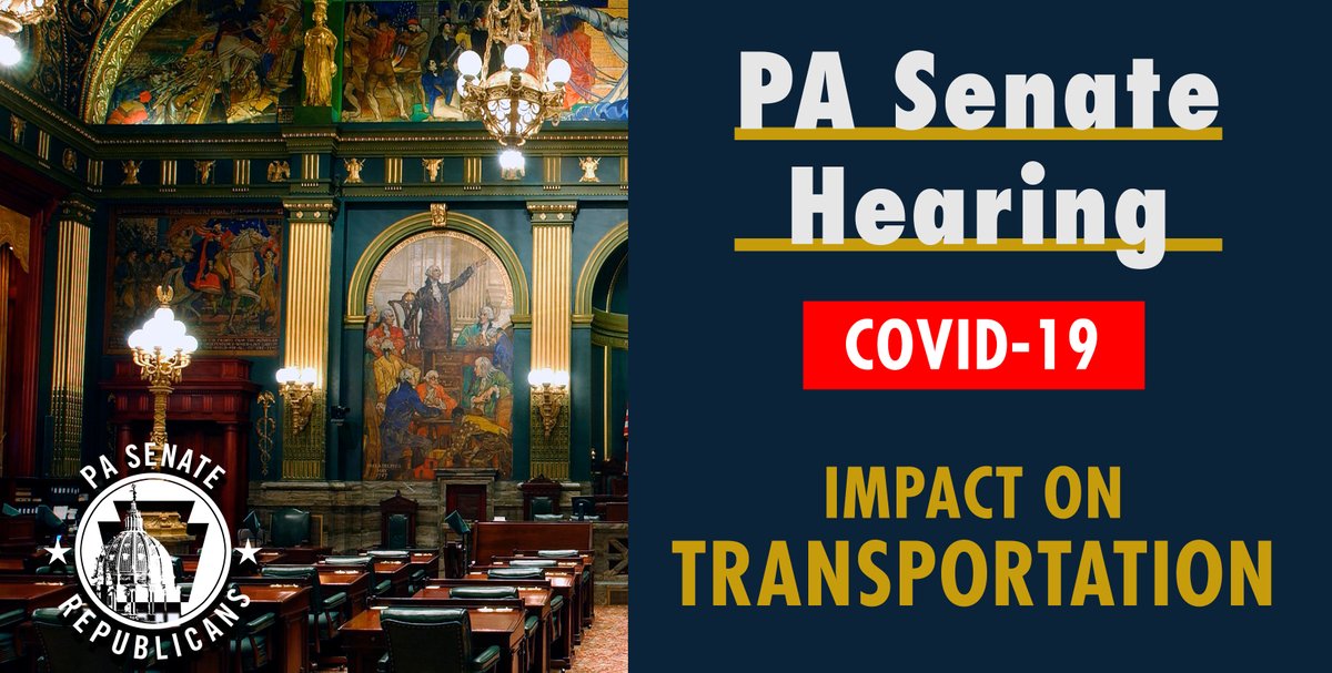 PASenateGOP's tweet photo. The #PASenate Transportation Committee, chaired @SenatorKimWard, will hold a public hearing Tuesday at 11 a.m. on the impact the #COVID19 pandemic has had on the Pennsylvania #transportation system.
Streamed @ https://t.co/zAbhab5wbs.
https://t.co/0r5LE4zRcP https://t.co/o8H4mTzFEU
