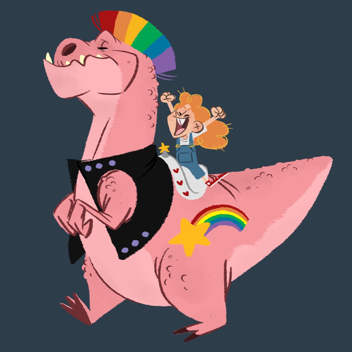 ScruffyDom's tweet photo. Who needs a unicorn when you can have a mini pink punk T-Rex with a rainbow mohawk! 💪 #dinosaur #characterdesign #illustration #art #sketch #doodle #rainbow https://t.co/fjO0S3TpNm