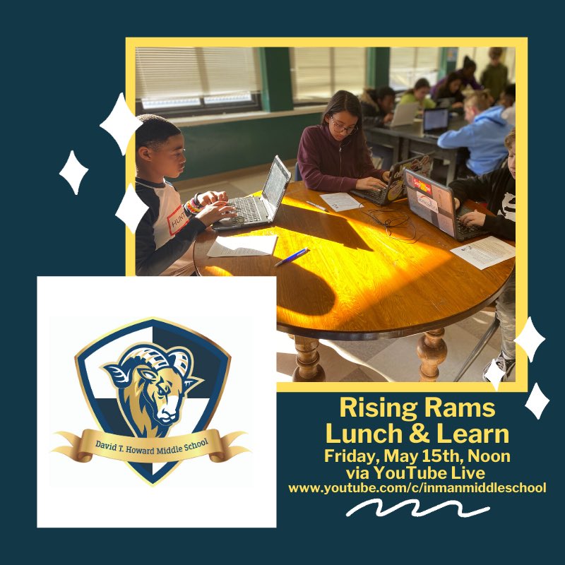 SPARKpto's tweet photo. Calling all Rising 6th Graders and Parents!
Join Dr. Maxwell and the Inman Middle School administration for a Lunch and Learn this Friday, May 15th at Noon! @SPARKpto @drjtoney @APS_SPARK @TerryHarness https://t.co/ehQVGTokHd