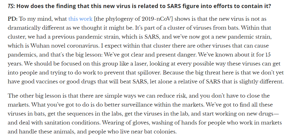 Yes Dr. Daszak is doing research on bat corona viruses similar to SARS & COVID-19. Surely NIH could not have honestly thought that those could pose a risk if they escaped from a lab after research to make them more contagious or deadlier... Has to be Trump's fault...