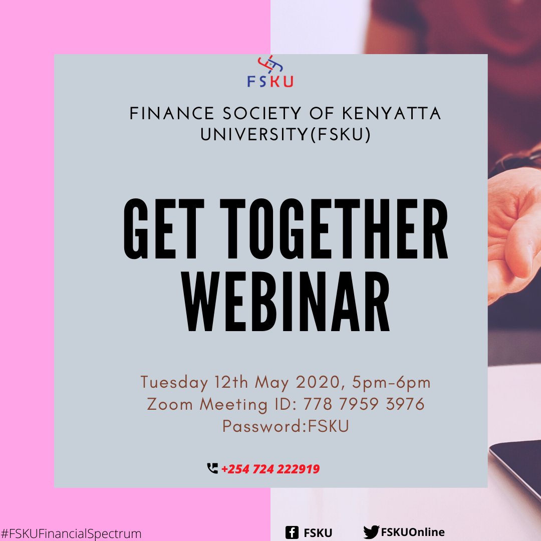 FSKUonline's tweet photo. Join us virtually on @Whatsapp @Zoom every tuesday as we talk to matters that concern you, matters finance!
#FSKUFinancialSpectrum https://t.co/3HyMHSwIDt
