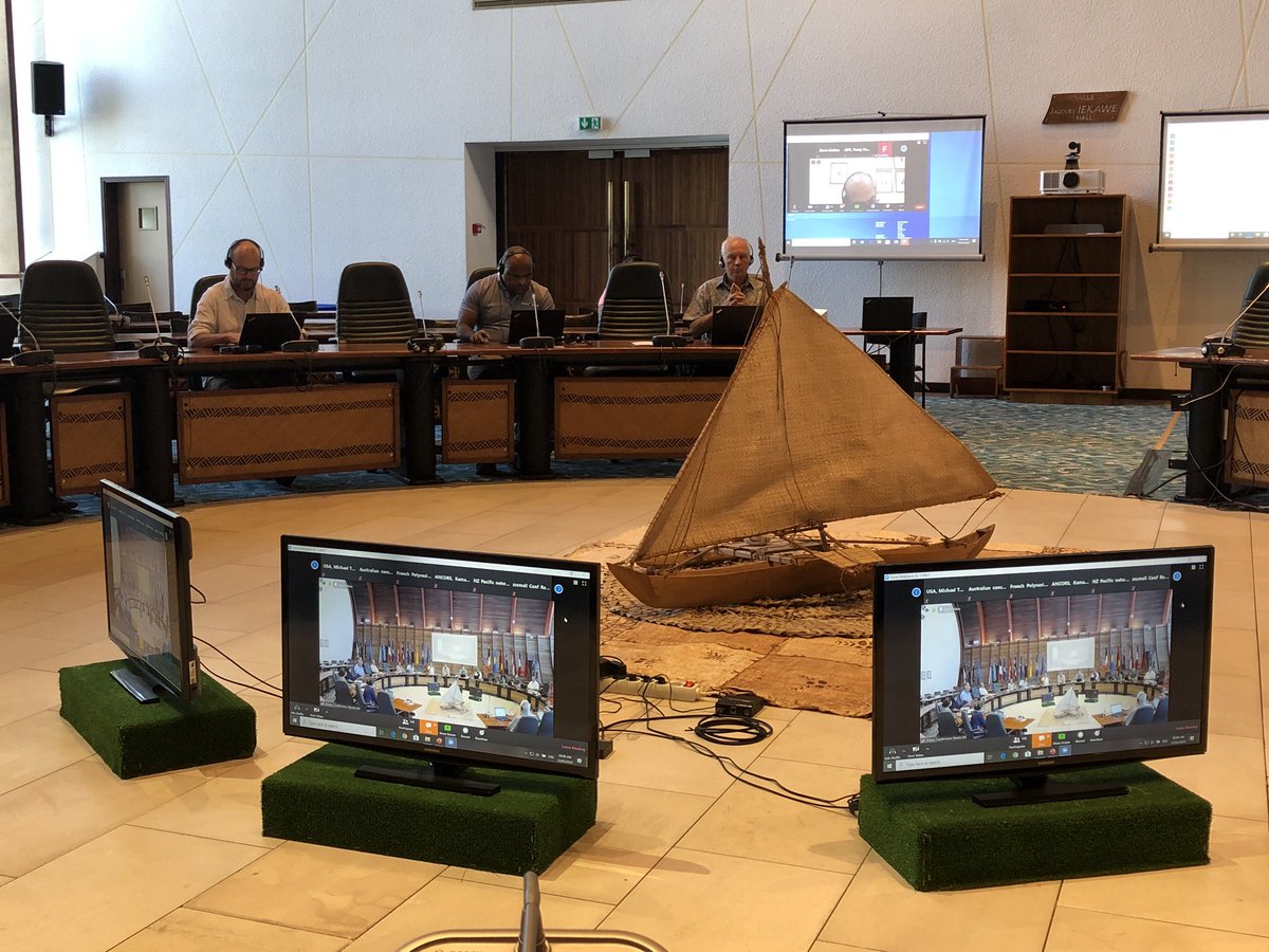 Cameron_Diver's tweet photo. We’re underway at @spc_cps for the 12th Heads of #Pacific #Fisheries meeting.Engaging via videolink w/ our #PacificCommunity Members + partners around the region on strategy, #COVID19 impacts &amp; our work in oceanic &amp; coastal fisheries, aquaculture + sustainable resource management https://t.co/yDfZW4Hwwo