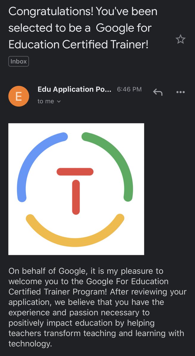 So I did a thing! I am so excited to continue to get to positively impact education by not only helping students transform and learn with tech but helping fellow teachers as well! #GoogleET #wcpsmd @wcpsmd @EasternWCPS #nevernotimproving