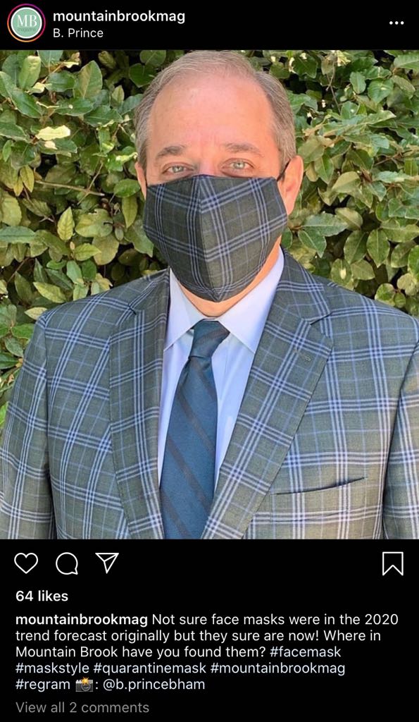blakeells's tweet photo. “Where in Mountain Brook have you found them?” #facemask #maskstyle #quarantinemask #mountainbrookmag #regram https://t.co/48MRJ9fTRG