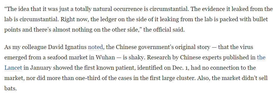 So  @RevDrDickMove do you still believe Dr. Daszak's claim that Trump just took his research grants away?Or do you think the NIH decided that conducting "gain-of-function" research to turn bat corona viruses into pandemic capable diseases in an insecure Chinese lab was too risky?