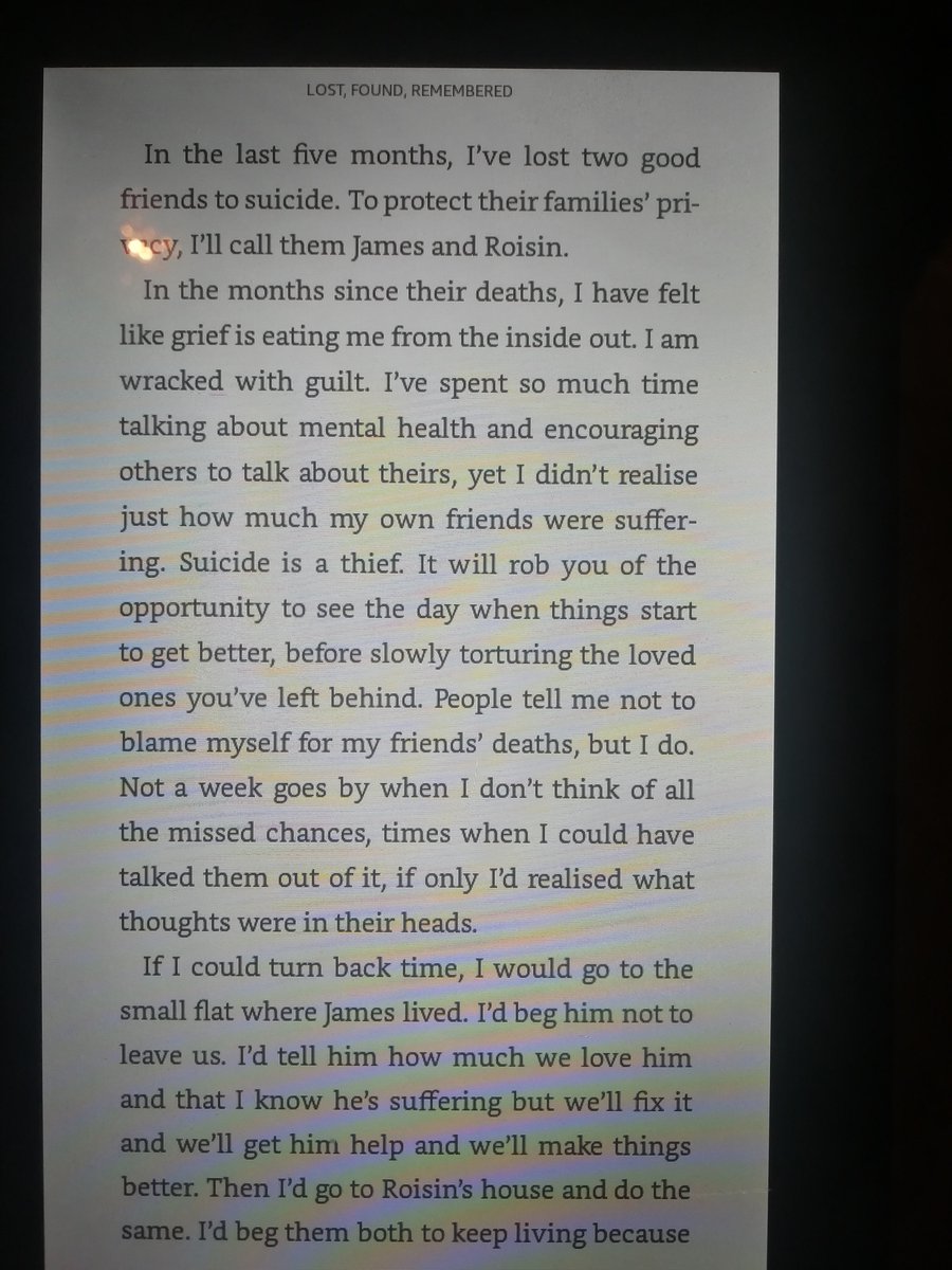 Here is a sample from one of the pieces that really stuck out (apologies for pic quality, it was on Kindle). This includes descriptions of suicide. The writing is so human and beautiful throughout.