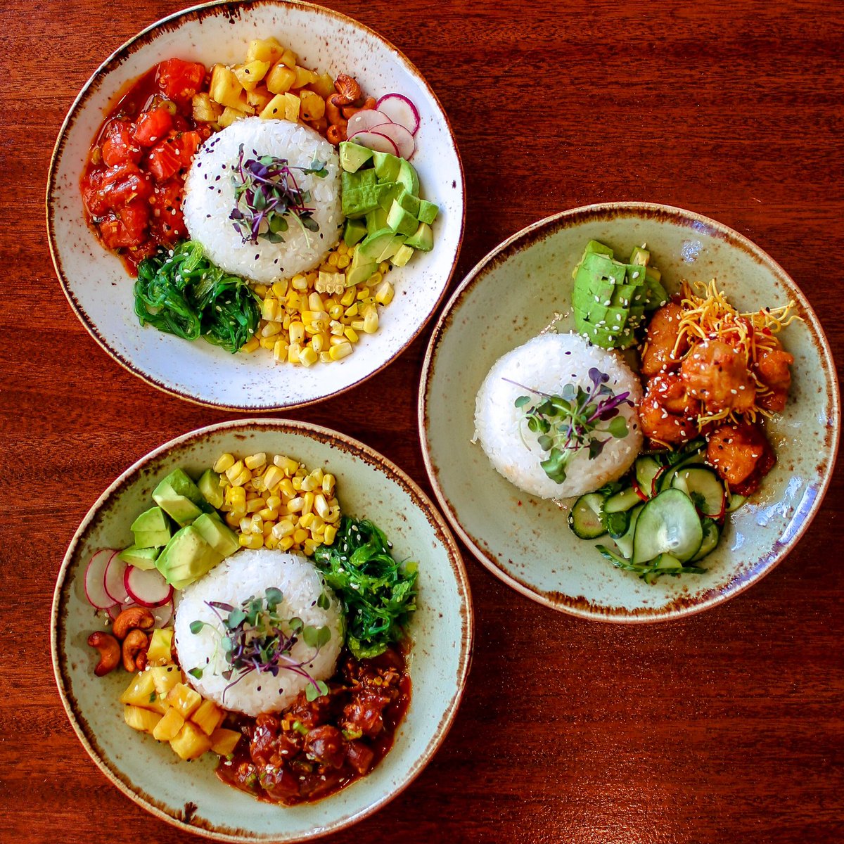 Takeout Favorite this Week!
With their interesting textures and flavors, Chef Dave’s Donburi Bowls are the quintessential Asian comfort food that can be enjoyed anytime of the day! Available @ the Coffee Bar for lunch daily or grab them to go @ the Mahogany Cellar from 11am.