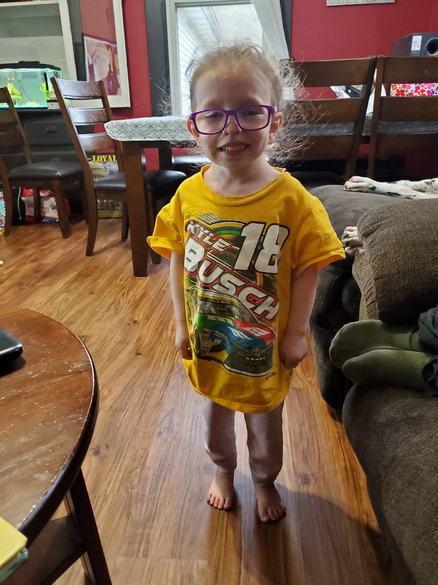 davidtaylor291's tweet photo. Ryleigh came down with her 18 Kyle Busch on for PJ's tonight! @KyleBusch @SamanthaBusch @NASCAR @Chromosome18Reg #18PDeletion #18forlife https://t.co/Nv2rHOq1TL