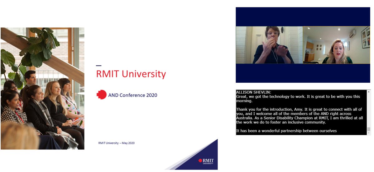Welcome Allison Shevlin and Congratulations on being a Top Performer in the Access and Inclusion Index. Now, share your secrets with us!! #ANDConf20 <a href="/RMIT/">RMIT University</a> #Access #Inclusion