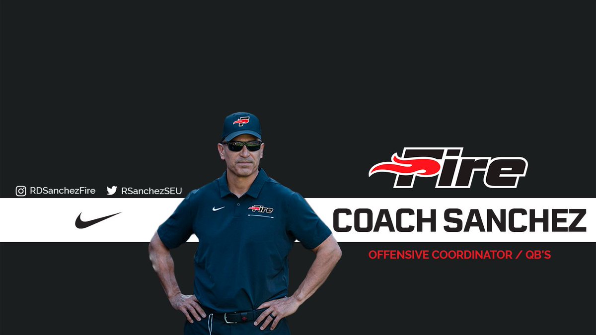 SEUFireFootball's tweet photo. Follow @SEUFireFootball Offensive coordinator/QB Coach Richard Sanchez at @RSanchezSEU! Get ready to see a lot of fire shoot out of the scoreboard at Victory Field this year! #FeelTheHeat #FireNation #UnbreakableBrotherhood https://t.co/plTK8hiVUs