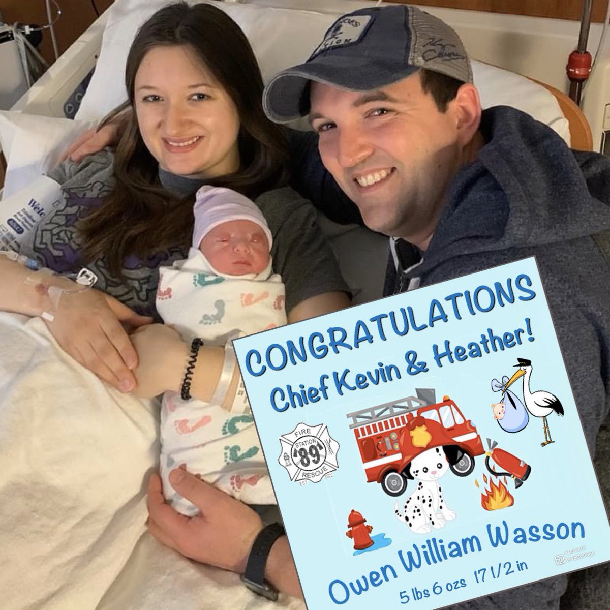 WELCOME CHIEF 89 1/2!
Station 89 congratulates Chief Kevin and his wife Heather upon the birth of their 1st child, Owen William Wasson born early this morning weighing 5lbs 6ozs and 17 1/2 inches. Only 14 more years til he’s an eligible jr firefighter! #baby #itsaboy #firefighter