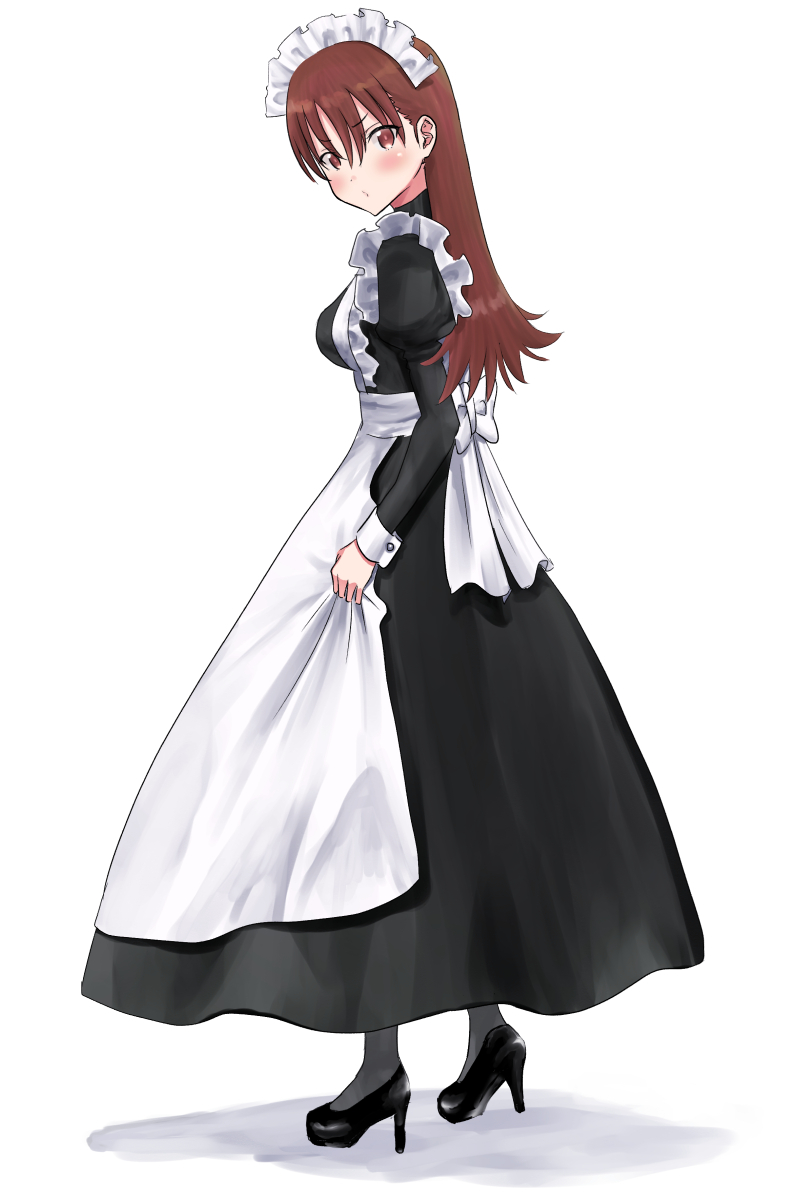 ooi (kancolle) 1girl solo maid long hair apron alternate costume maid headdress  illustration images