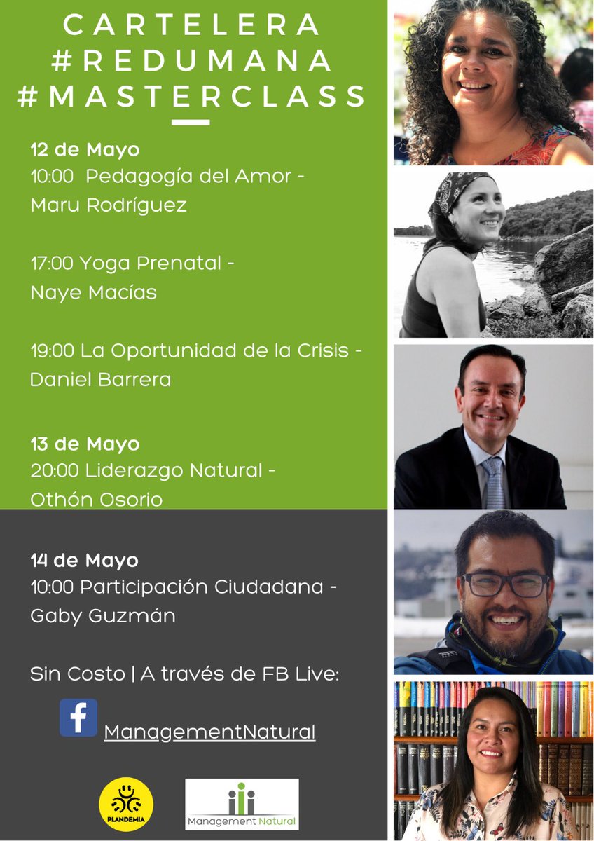 mgnatural's tweet photo. Les compartimos nuestra primera #CarteleraDeWebinars #RedUMANA #MasterClass. Asiste, compártelos, disfrútalos. #LifelongLearning #ManagementNatural @othonmx https://t.co/gWw2mC8GjB