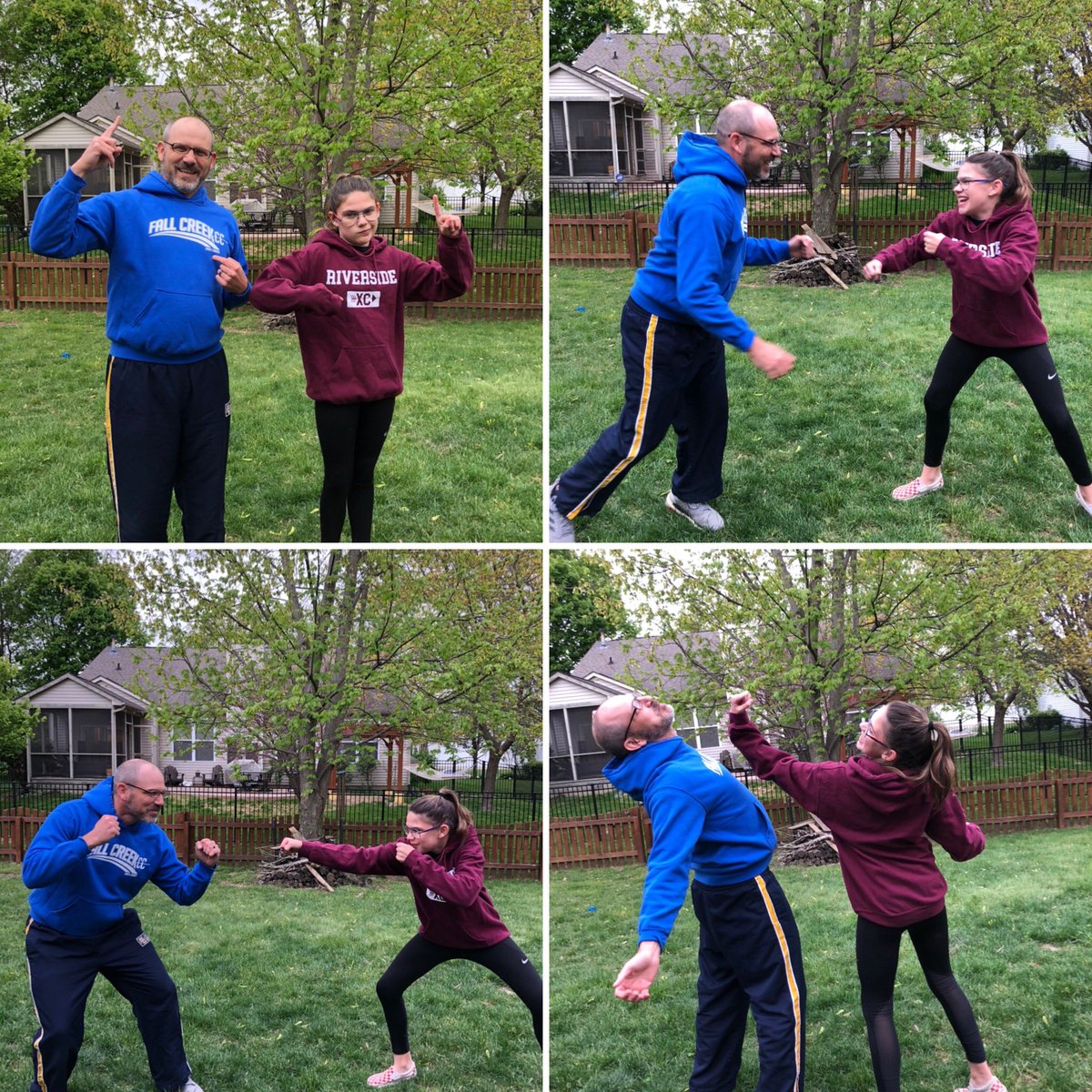 Kicking off Track Spirit Week... Fall Creek versus Riverside..  #whohasspirit .. Falcon friends don’t let the Hawks take our spirit!