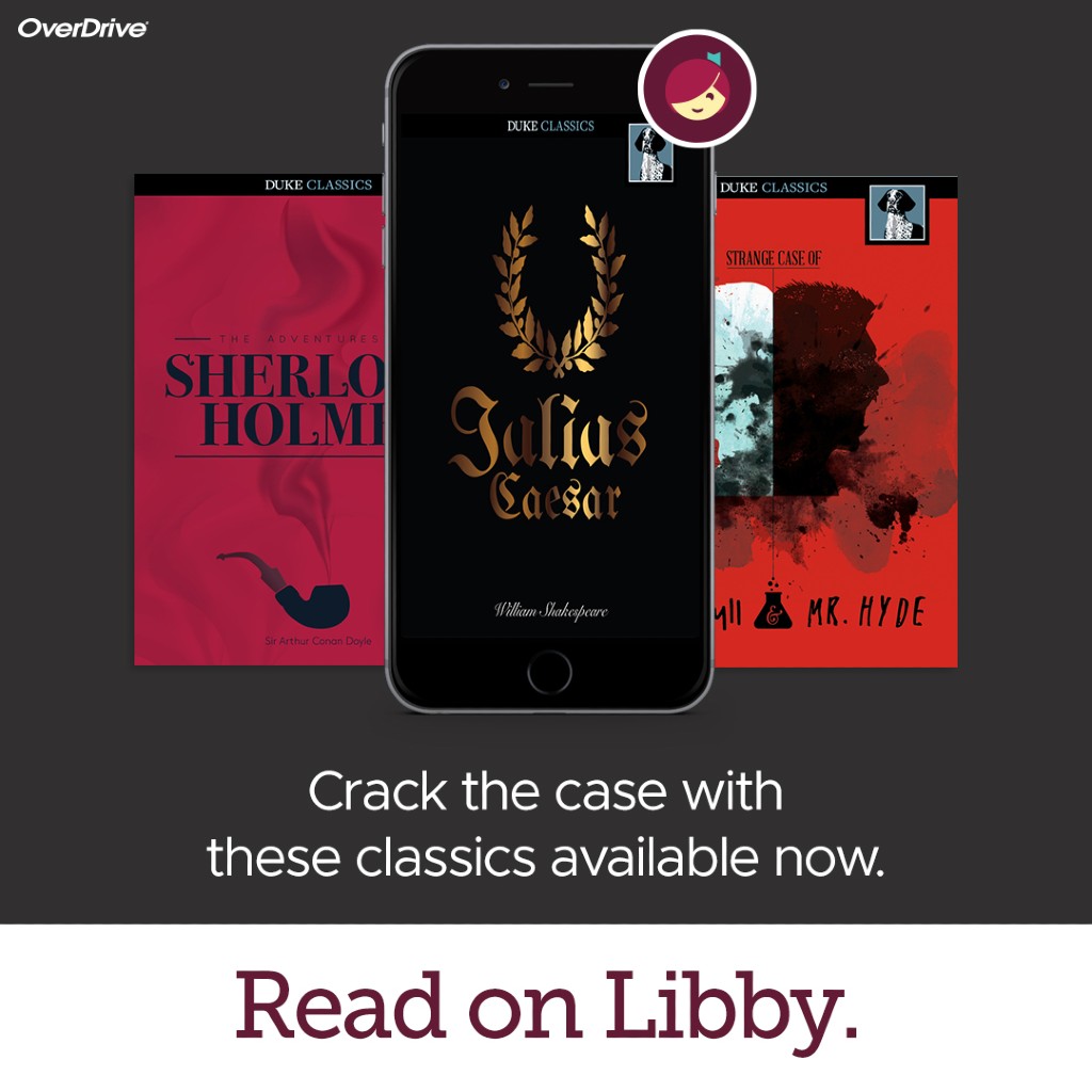 a trio of smartphones displaing classic book covers